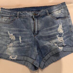 Women's Soft Distressed Denim Cut-Off Shorts - Size XL